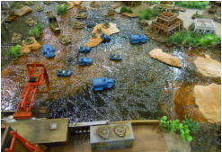 Solace police units moving through the swamp