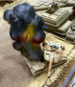 Antargran Zentaur heavy tank in flames