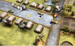 Clarks AFVs move in on the bridge taking heavy losses