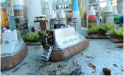 Vehicles painted and figures finished and stuck in position