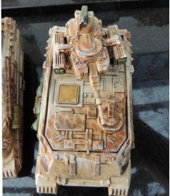 Ajax MICV with stowage added. Stowage is weathered, decals added vehicle is dipped and matted, vision blocks added in Tamiya laquer
