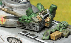 Close up of finished stowage on Blower - the rear deck has Hobby Master items but the stuff in the basket is Brigade and brick-a-brack