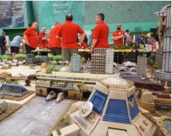 Table set up with the power station in the foreground