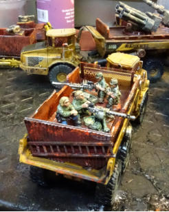 Rear bed of the gun truck with finished crew
