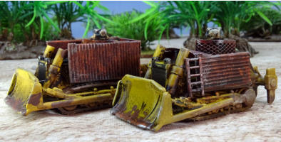 Two up armoured dozers