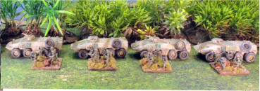 Four Talin Infantry Combat Vehicles deploy their infantry teams
