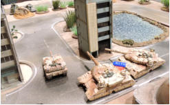 An Antargran Zentaur loses mmobility and its main gun forming a road block
