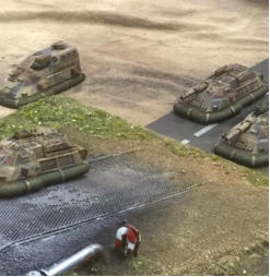 Flaming Sword medium tank destroyers and an APC