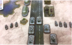 Slammers detachments move towards the road, tanks on the hard top, combat cars in the weeds
