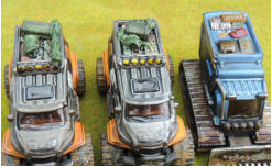 Roof detail of the two Monster trucks plus the moulded on - but painted - stowage on the Arctic Blizzard dozer
