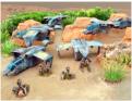 Raven Assault ships and Black Crow landers deploying infantry in hard suits