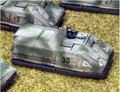 A United Defence Batteries command vehicle - a GD806 - armed with a tribarrel powergun