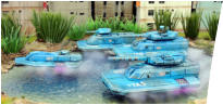 Terran Star Marines at speed: the Wraith medium tank, the Spectre MICV and the Banshee support vehicle