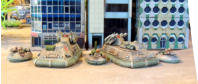 Two Flaming Sword of the Holy Brotherhood calliopes with twin quick-firing 3cm powerguns with infantry jeeps