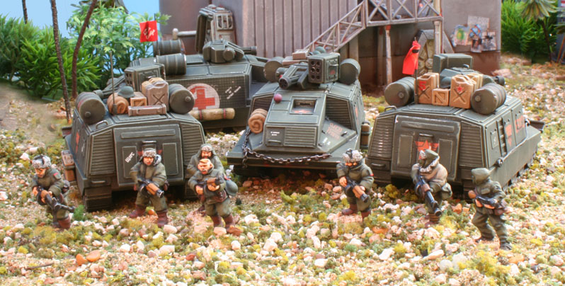Infantry deploy from apcs closer and high