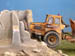 lorry cab on rubble