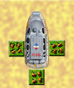 Three TUs of infantry surround a combat car - note the Defensive values is identical in all areas of a Combat Car so they gain no advantage from a rear attack