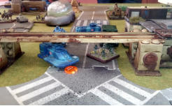 TAS APC takes a hit that knocks out its grav engines and debusses infantry under the monorail