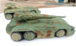 Vehicles with just the three colours sprayed and no shading