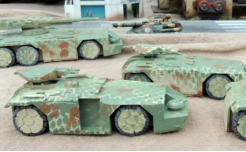 Vehicles with just the three colours sprayed and no shading