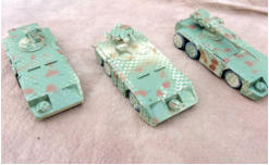 Vehicles with just the three colours sprayed and no shading