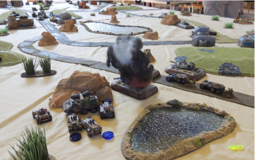 Slammers lose a blower to missile fire while Chief Diabate and his missile launching buggies take cover