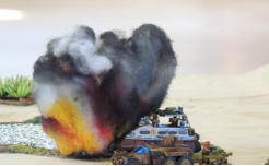 The end of a Combat Car - it succumbs to fire from tank destroyers 15cm powerguns