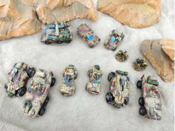 A desert encampment of Sincanmo vehicles, photo taken by a recon drone