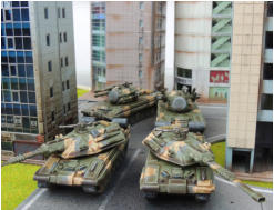 Two Molot heavy MBTs with duble barrelled 8cm powerguns lead out two Buran AAA weapons