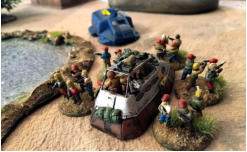 Solace forces pile out of an air car to engage in some close assault