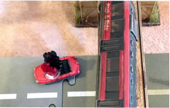 Car bomb in red air car goes off under monorail