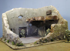 finished building - sprayed in sand, grey and cream colours, metal painted brown and over all drybrushed and chalked