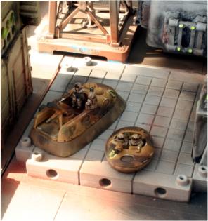 Mortar in a combat car hull with a Jeep