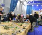 Jim Clark, Roger Dixon and Kevin Dallimore assembling the game - Sheffield 2011 Day 1