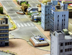 Combat car parks in front of the Government Bunker while a Blower uses its tribarrel to bring down incoming missiles (the blue marker): victory condition 2