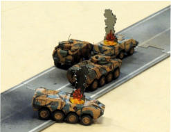 Apex Dragoon Detachment has its advance halted by withering fire from remaining Solace vehicles and suicidal Buzzbomb squads