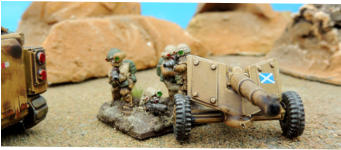 Having unhitched the Tyche anti-tank gun from the rear of a Kunista, the crew prepare to emplace while taking a defensive stance