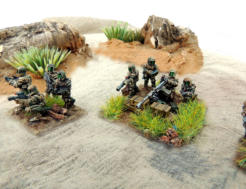 Infantry TU in hard armour with coil gun assault rifles and a TU with a and laser support weapon