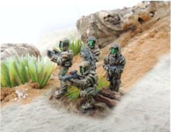 Infantry TU in hard armour with coil gun assault rifles