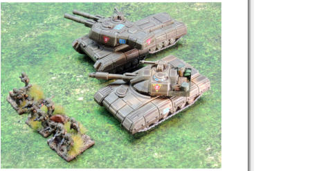 A Bars MBT and a Mammont super heavy tank supporting an infantry advance